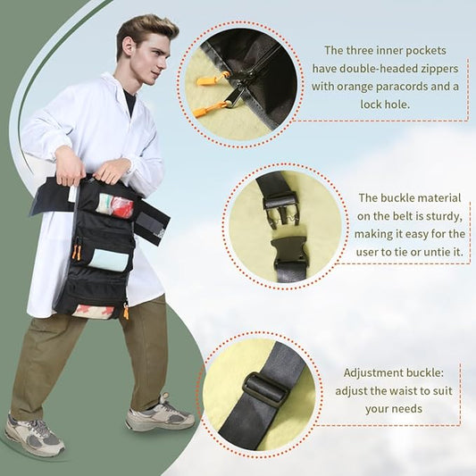 Empty First Aid Waist Bag Molle Medical Pouch with Belt, EMS Fanny Pack with Three-Piece System,IFAK Medical Bag for Camping,Hiking or Traveling (Black)