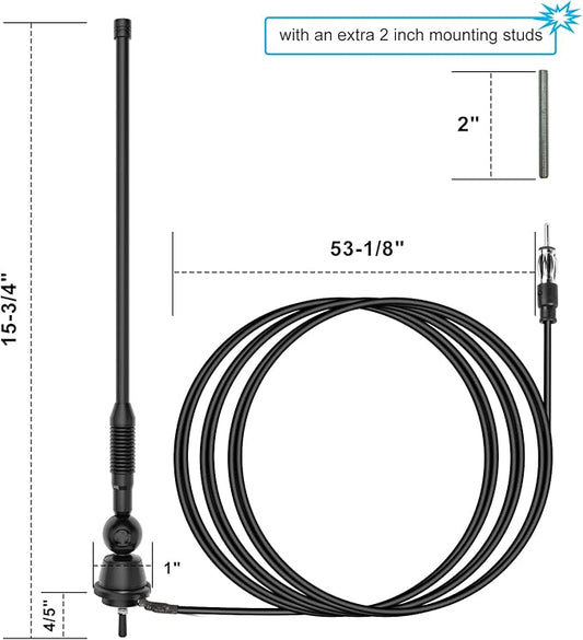 Waterproof Marine Antenna AM FM Golf Cart ATV UTV RV Car Stereo, Boat Mast Flexible radio antenna for Truck Excavator Tractor RVR Yacht Pontoon