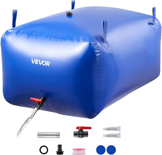VEVOR Water Storage Bladder 105.7 Gallon Large Capacity Water Bag, Portable & Collapsible Soft Waters Container, Leakproof & Tear-Resistant PVC Emergency Waters Storage Tank for RV Truck & Outdoor Use