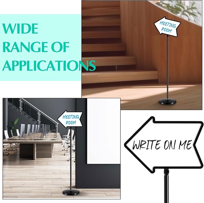 Lincia 1 Pack Dry Erase Board Arrow Sign Stand Adjustable Holder Floor Signs 11.7 x 16.5 Inch Dual Sided with Heavy Duty Pedestal for Indoor Outdoor Hotel School