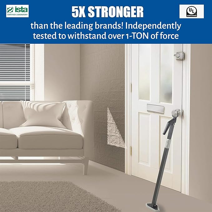 Super Heavy Duty Door Stoppers Bar Fully Adjustable Door Stopper Device for Home Security for Residential & Commercial Use to Protect Against Forced Entry. Door Security Bar, Door Jammer