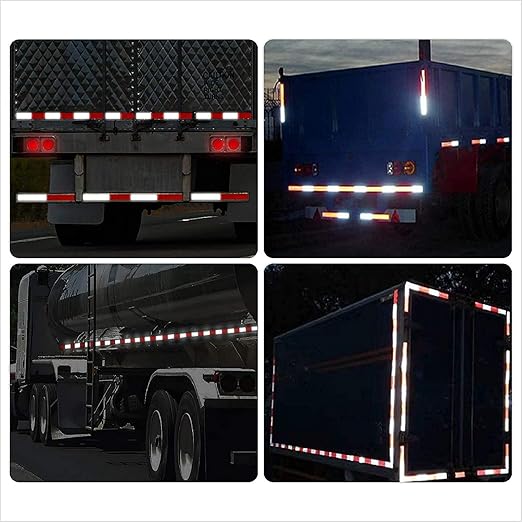 Reflective Tape, Waterproof Self Adhesive Dot Reflective Tape Outdoor Safety Caution Reflector for Trailers, Bikes, Cars(Red White, 4 Inch x 32.8 Feet)
