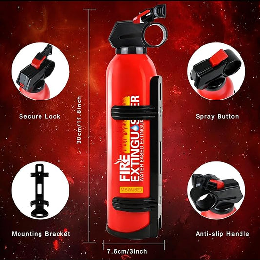 2 Pack Fire Extinguisher for Home with Wall Mount - 620ml Portable Fire Extinguisher for Car Vehicle Boat House Kitchen, Water-Based Fire Extinguisher for A, B, C, K Fire