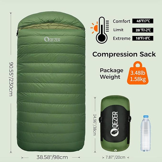 XL Sleeping Bag-600 Fill Power Down Sleeping Bag for Adults, Ultralight Ideal for Backpacking, Camping, Hiking