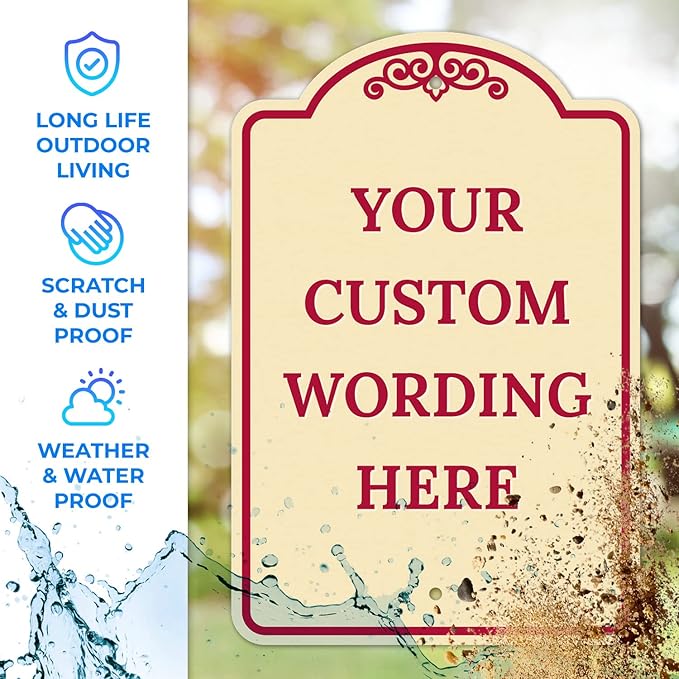Custom Indoor/Outdoor Decorative Sign,Custom Personalized Burgundy Border Sign, 12x18 Inches, ACM, Fade Resistant, Made in USA
