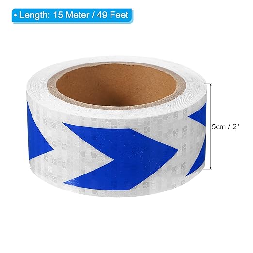 PATIKIL Reflective Tape, 2 Inch x 49 ft Waterproof Self Adhesive High Visibility Safety Warning Arrow Tape Outdoor Reflectors for Trucks Trailers Cars, White Blue