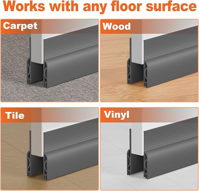 Door Draft Stopper, Door Sweep for Bottom of Door, Weather Stripping Door Seal, Under Door Gap Filler, Under Door Draft Blocker Soundproof/Insulator, Door stoppers (Gray, 39‘’)