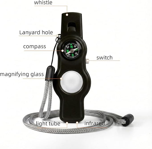 Emergency Survival Safety Whistle,Whistle for Kids with Lanyard,Compass,Thermometer,Ideal for Kayaking, Boating, Hiking, Camping, Climbing