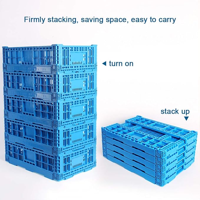 Collapsible Storage Bin Containe, 52 Liter Transfer box,crate Transit storage of various items (23.6" L x 15.7" W x 8.6" H-two)