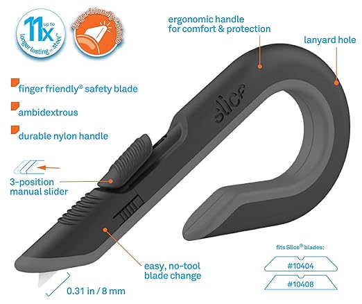 Slice Box Cutter, Heavy Duty Utility Knife, Safe Ceramic Blade Lasting 11x Longer than Metal, Stone, Combo Pack