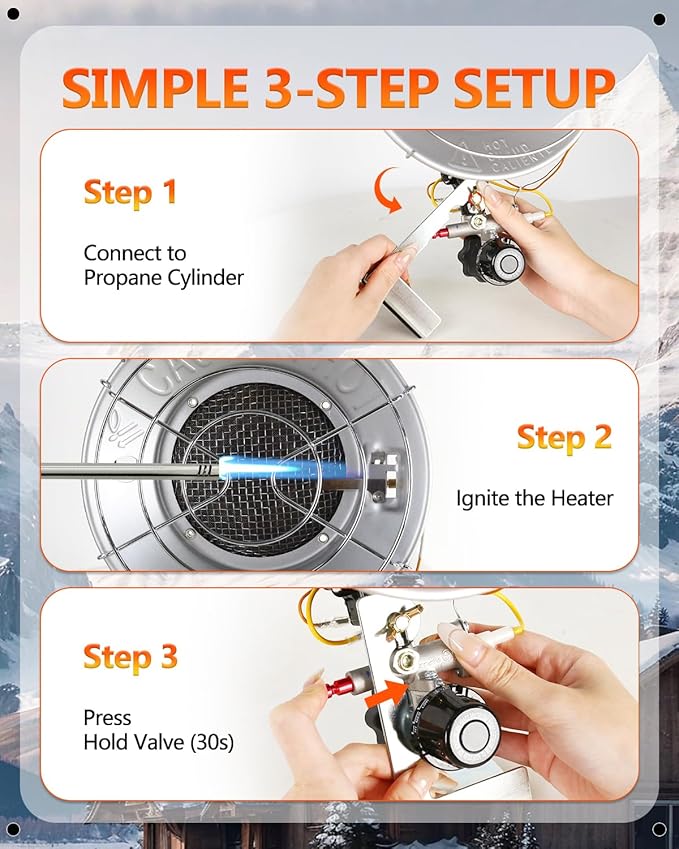 Breeze Touch 15,000 BTU Single Tank Top Propane Outdoor Heater, Propane Radiant Heater with 3 Heating Modes, Shut-off Valve and Tip-over Switch for Camping, Fishing, Garage, Patio