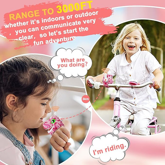 Dinosaur Walkie Talkies for Kids 3 Pack Camping Gear T-Rex Outdoor Toys for Girls Age 3-12 Year Old 3 Channel Long Range Birthday Gifts Christmas Stocking Stuffers