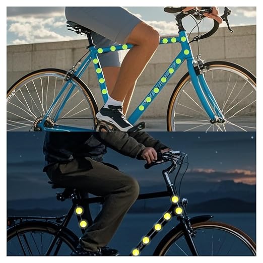 Non Fading Fluorescent Yellow Reflective Stickers 1-inch Diameter Round Reflector, Outdoor Waterproof High Visibility Warning Adhesive Tape (100 Pcs)