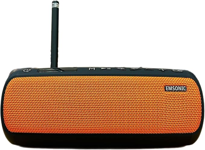 Saver By Emsonic - Portable Bluetooth Speaker, Waterproof Speaker with Carbon Monoxide Detector & FM Radio - 24-Hour Playtime, 40W Powerfull Sound & Deep Bass - Black