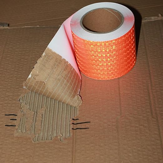 Orange Reflective Tape 4 inch Wide, Outdoor Waterproof High Visibility Strong Safety Adhesive Reflector Tape (66 feet)