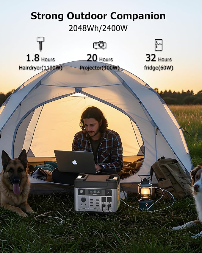 OUKITEL P2001 Plus 2400W Solar Generator, 2048Wh Solar power station(Solar Panel Optional), 1800W Fast Charging, Smart APP Control Emergency Power Station for Home, Camping, Outdoor Battery Backup