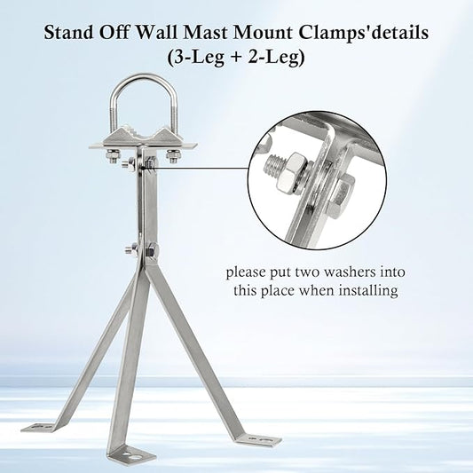 XRDS-RF Antenna Wall Mount 16 Inch Heavy-Duty Stand Off Wall Mast Mount Windproof Antenna Mounting Bracket (2-Leg + 3-Leg)