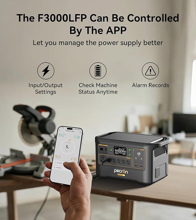 Pecron Portable Power Station F3000LFP with 3072Wh Extra Battery, 200W Solar Panel*2, 3072Wh Solar Camping Generator, 3600W Solar Generator for RV, Home Use, CPAP