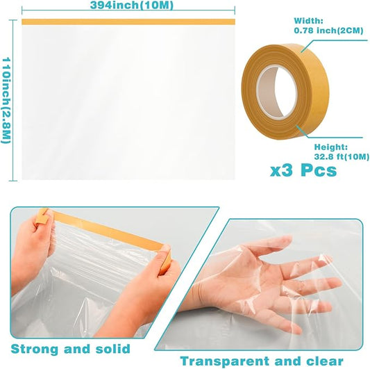 110'' x 394'' Window Insulation Kit, Window Insulation for Winter, POF Window Sealer for Winter, Insulates Indoor Windows Keep Warm for Weatherproofing Window Film for Winter Window Covering-1PCS
