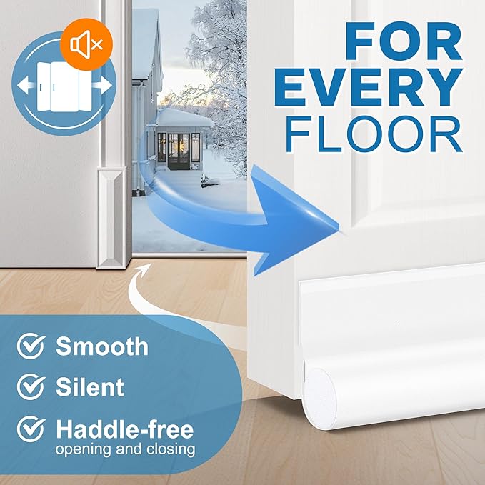 MAXTID Under Door Draft Stoppers 36 Inch Door Draft Blocker Draft Stoppers for Bottom of Doors Seal Gap, Door Seal Strips Sweeps, White