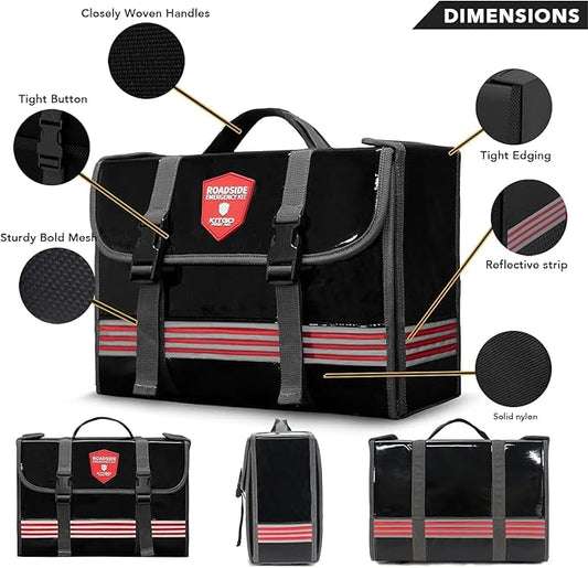 Car Emergency Kit (126 Piece),Gift for Father Women Friend, Premium Roadside Assistance Essentials with Jumper Cables Tow Rope- Ideal Auto Road Safety Kit for Truck, RV