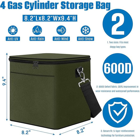 SIRUITON Mini Fuel Cylinder Storage Bag, Refillable Propane cylinder 1 LB Tank Cover, Small Propane Tanks Bag, 600D Oxford Fabric, fuel keg refillable propane tank Bag, for Outdoor Camping, cooking