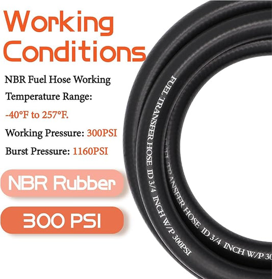3/4" Fuel Transfer Hose 20FT,Farm Pump Hose with Male NPT Fittings for Gasoline,Diesel,Biodiesel…