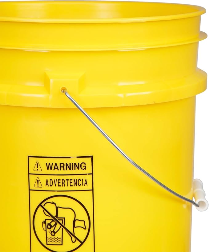 House Naturals 5 Gal Food Grade, BPA Free, Made in USA Yellow Bucket Pail with Screw on Airtight lid, (Pack of 3)