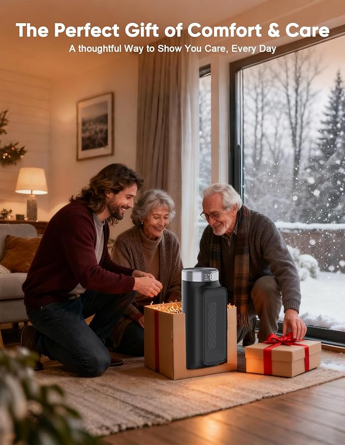1500W PTC Space Heater with Remote Control, Portable Electric Heaters for Indoor Use, Ceramic Heater for Office, 75ยฐOscillation, 24H Timer, 5 Modes, Safe Quiet Room Heater for Bedroom
