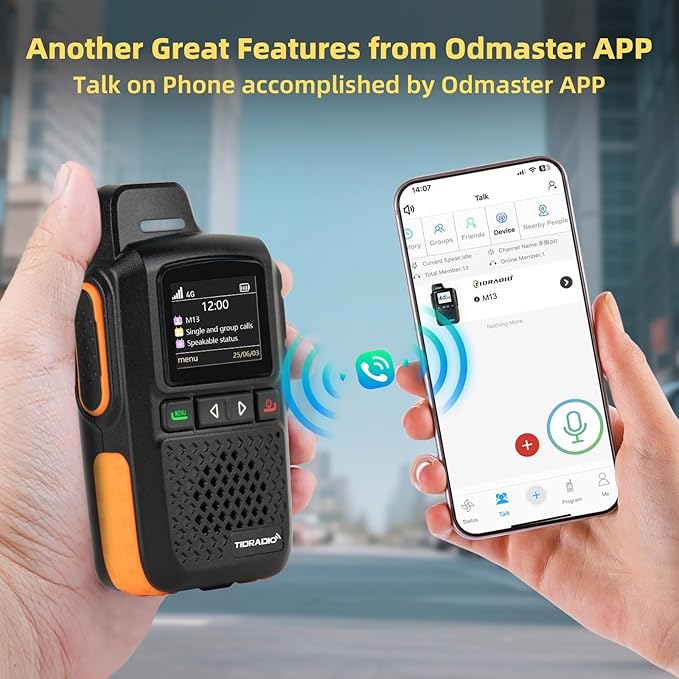 TIDRADIO Global Rapid Walkie Talkies Unlimited Range 4G LTE PoC(Push-to-Talk Over Cellular) Radios Nationwide PTT Long Range Two Way Radio for Family,Company,Logistics 2 Pack TD-M13 with SIM Card