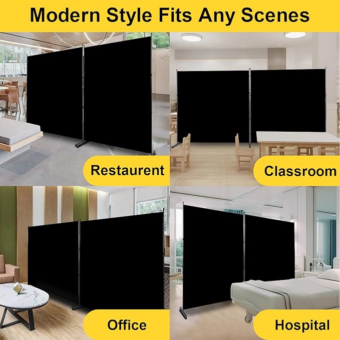 Room Divider 6FT 2 Panel Privacy Screen, 142'' Wide Fabric Indoor Room Divider Wall Divider for Room Separation, Portable Room Partitions and Dividers Freestanding Temporary Wall Room Separators