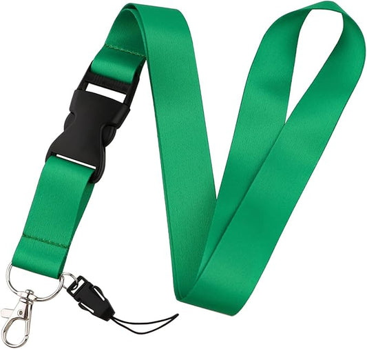 Green Badges Holder with Lanyard, Retractable Keychain with Name Tag Clip, Breakaway Lanyard with Id Holder for Teacher Nurse Office