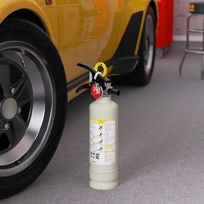 Ougist ABC Dry Powder Fire Extinguisher, 2.5lb – 1-A:10-B:C Rated for Home, Office & Vehicle, Quick Release, Easy-Grip Handle, Ideal for Electrical & Grease Fires, Car Extinguisher, Model FF1KG