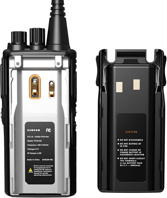 SAMCOM FPCN10A Two Way Radios Long Range 3000mAh Walkie Talkies for Adults Rechargeable 2 Way Radios UHF Programmable Handheld Business Radio with Earpieces,Group Call, 2 Packs