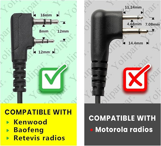10 PCS UV-5R Earpiece Surveillance Kit Compatible with BTECH, Retevis RT21 RT22, Kenwood, Arcshell AR-5 Walkie Talkie Radio with PTT Mic Tansparent Acoustic Tube Headset
