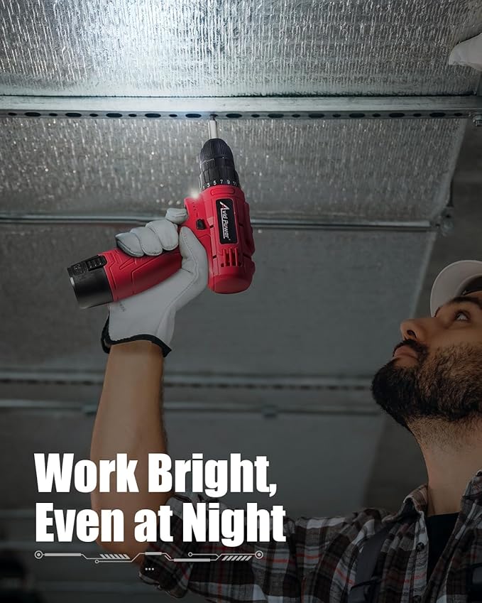 AVID POWER 12V Cordless Drill, 3/8-Inch Keyless Chuck, High-Speed 1400 RPM & 25+1 Torque Control, Electric Power Drill Kit with 21pcs Bits, Battery and Charger