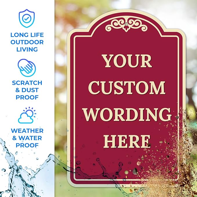 Custom Indoor/Outdoor Decorative Sign,Custom Personalized Ivory Border Sign, 12x18 Inches, ACM, Fade Resistant, Made in USA