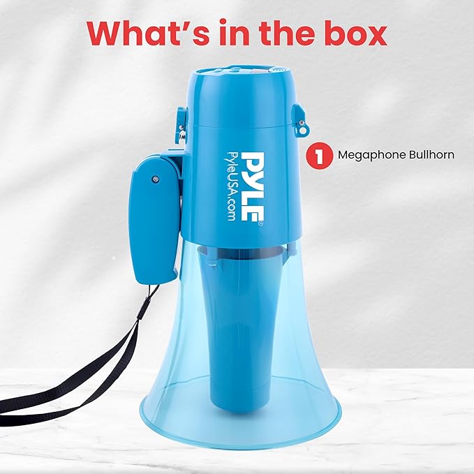 Pyle 40W Megaphone Bullhorn Speaker, Rechargeable Battery with Siren, LED Lights, Adjustable Volume, and 1000+ Yard Projection Range, Waterproof IP-X5, Ideal for Crowd Control & Indoor/Outdoor Events