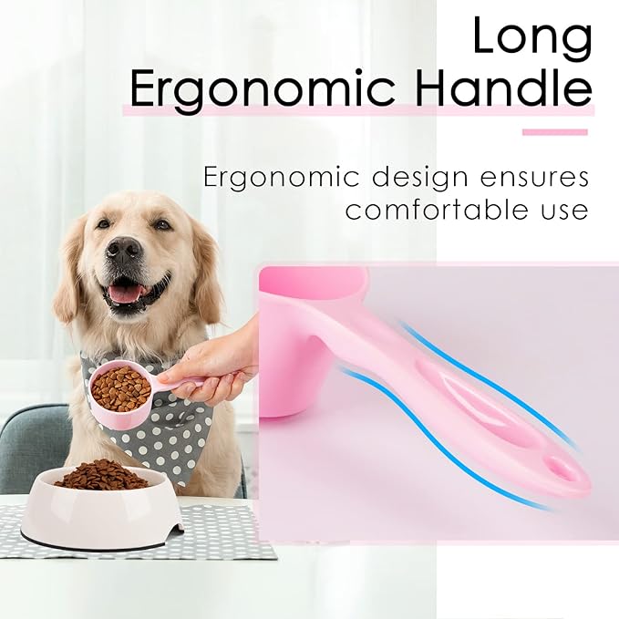 Super Design 1 Cup Dog Food Scoop for Container Melamine Measuring Scoop for Dogs Cats Birds and Rabbits Pet Food Feeding Scoop Dishwasher Safe - Baby Pink