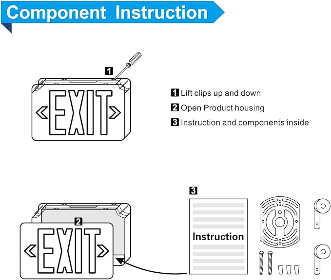 8 Pack Red Led Exit Sign with Emergency Lighting Battery Backp -Two LED Adjustable Head -120V/277V-UL Listed-Exit Lighting -Dual LED Lamp ABS Fire Resistance for Power Failure.