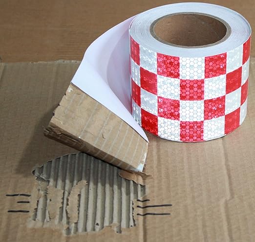 Reflective Tape Red White 4 Inch x 168 Feet, Outdoor Waterproof High Visibility Adhesive Stickers, High Intensity Strips