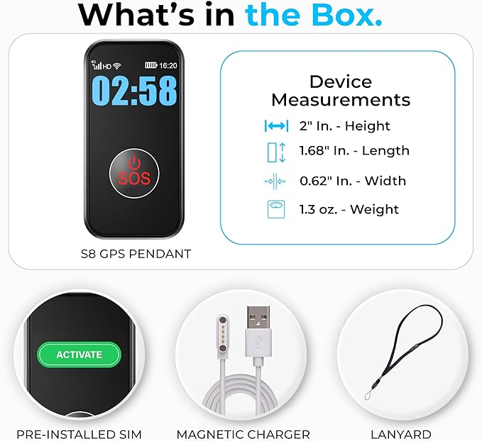 SecuLife New 2026 Fall Alert Device, Medical Alert Pendant with for Seniors, SOS Call, GPS Tracking & Reminders โ Wearable Emergency Necklace for Elderly, Waterproof, 2-Way Calling, Panic Button