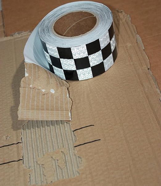 Reflective Tape Black White 3 inch Wide for Automobile, Outdoor Waterproof High Visibility Safety Warning Adhesive Strips (66 feet)