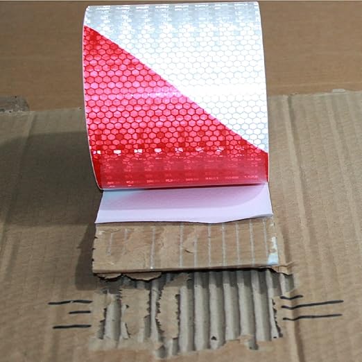 Reflective Tape Red White 4 inch Wide for Truck, Outdoor Waterproof High Visibility Safety Warning Adhesive Strips (166 feet)