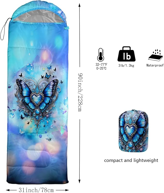 QOOMO Camping Sleeping Bags,3 Season Warm & Cool Weather,Lightweight,Waterproof Sleeping Bags for Adults & Kids,Traveling,and Outdoors,Camping Gear Equipment