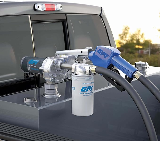 GPI - M-150 Series Fuel Transfer Pump, Automatic Shut-Off Nozzle with Filter Kit, 15 GPM, 12 Volt (110612-03)