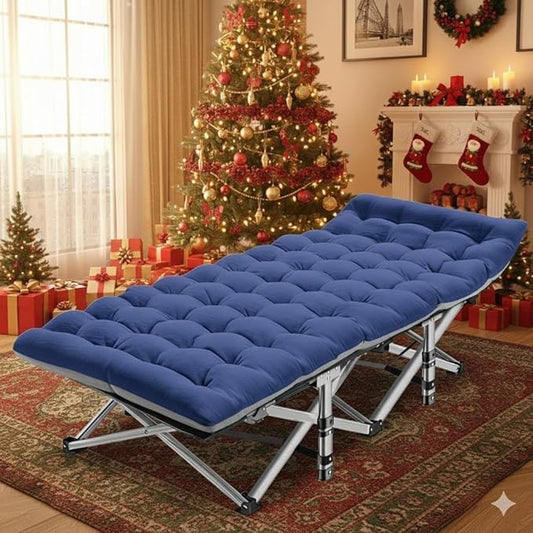 Slsy Folding Camping Cot for Adults with Pad, Padded Portable Sleeping Cots, Camp Bed with Carry Bag for Outdoor Travel, Beach, Hiking