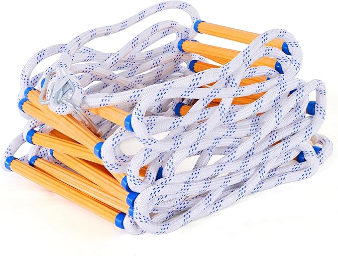 Emergency Fire Escape Ladder, 32.8FT Rope Ladder, Flame Resistant Safety Extension Ladder with 2 Hooks, Fast to Deploy Sturdy and Strong Portable and Reusable 2 Story,Weight Capacity up to 2000 LB