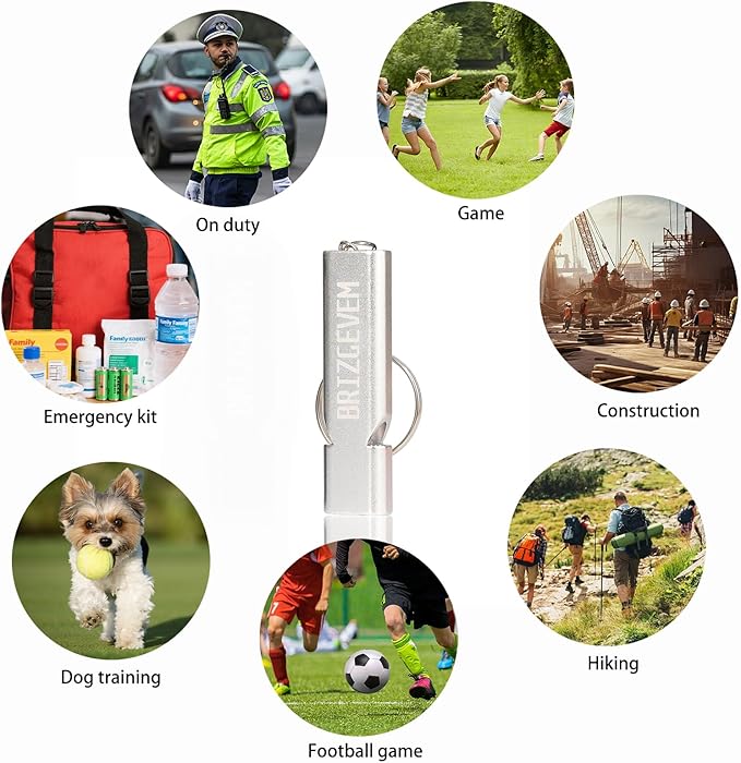 Survival Whistles 4-Pack & 6-Pack, Aluminum Emergency Safety Whistle with Lanyard and Keychain, Waterproof & Unbreakable for Hiking, Camping, Dog Training, Coaching, Emergency Kits