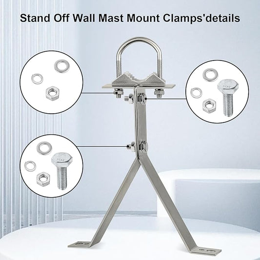 XRDS-RF Antenna Wall Mount 10 Inch Heavy-Duty Stand Off Wall Mast Mount Windproof Mounting Bracket for TV Mast (2-Leg + 2-Leg)